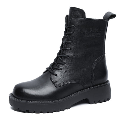 Botines de Cuero Suave para Mujer con Tacón Robusto y Forro de Felpa - Image 7