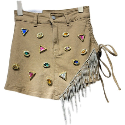 Falda Vaquera Corta Irregular A-línea para Mujer - Image 2