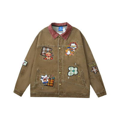 Chaqueta Denim Vintage con Bordado de Pareja