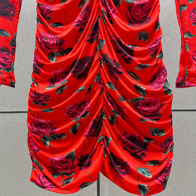 Vestido Mini Plisado con Estampado de Manga Larga - Image 12