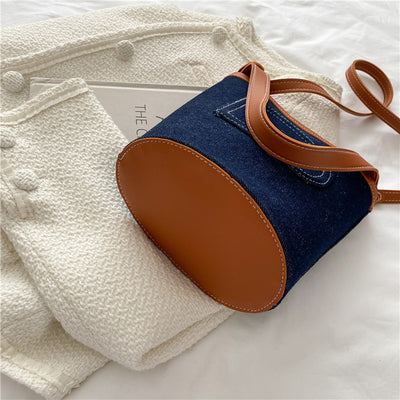 Bolsa Bucket de Denim con Costuras Reforzadas - Gran Capacidad Portátil - Image 2