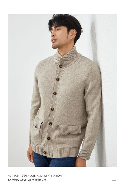 Cardigan de Cashmere Tejido Casual Manga Larga para Hombre - Image 21