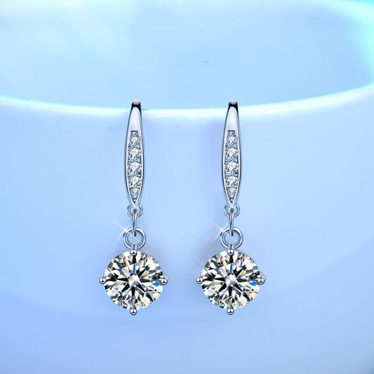 Aretes Gancho Mujer Diseño Minimalista con Cuatro Garras