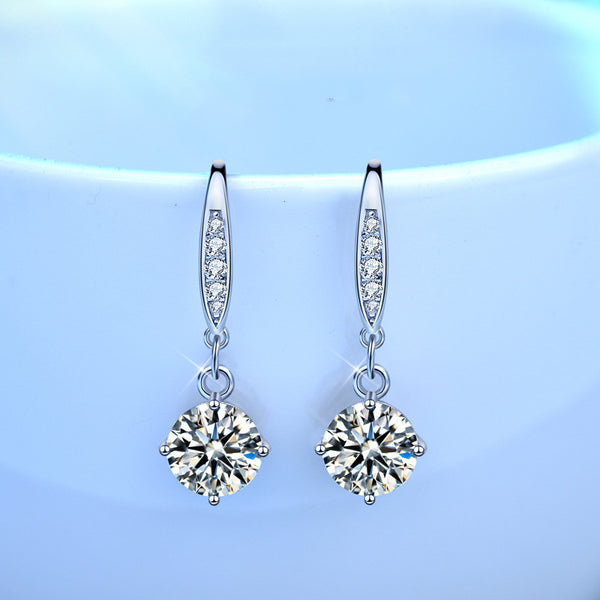 Aretes Gancho Mujer Diseño Minimalista con Cuatro Garras