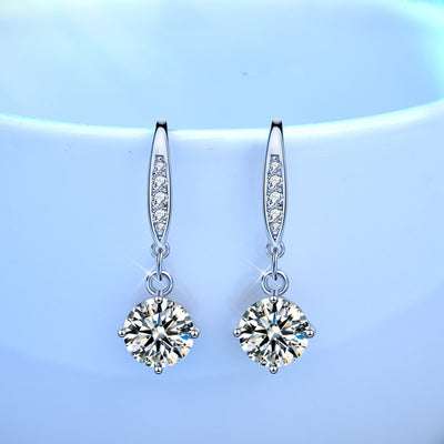 Aretes Gancho Mujer Diseño Minimalista con Cuatro Garras