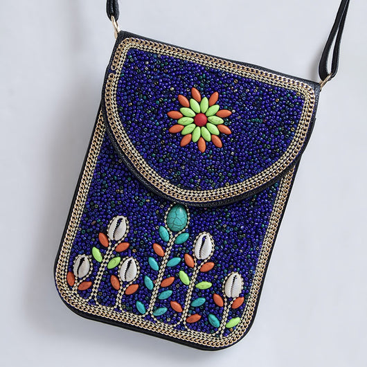 Bolsa Bohemia para Celular con Cuentas y Concha Marina - Image 86