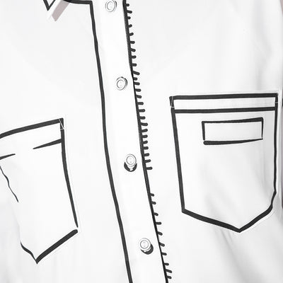 Camisa Estampada en Blanco y Negro con Contraste Artesanal - Image 3