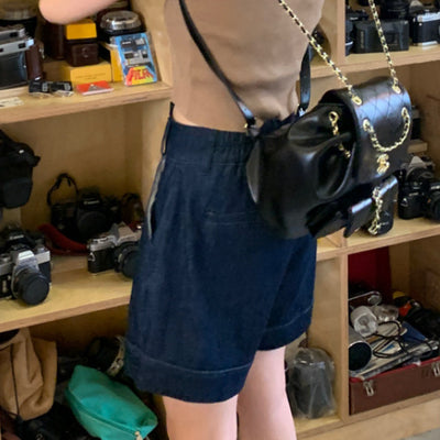 Shorts de Mezclilla Talle Alto Cintura Ancha para Mujer Petite - Image 4
