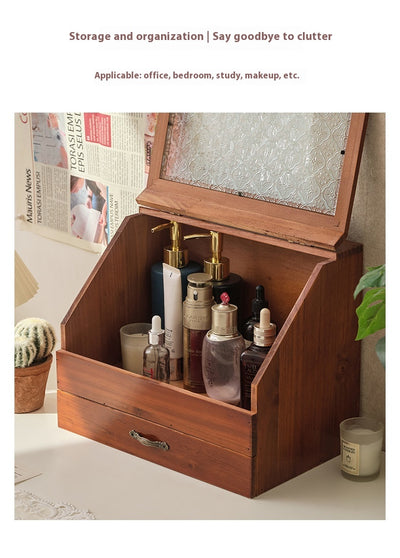 Gabinete de Almacenamiento Cosmético Vintage Madera con Doble Cajón - Image 17