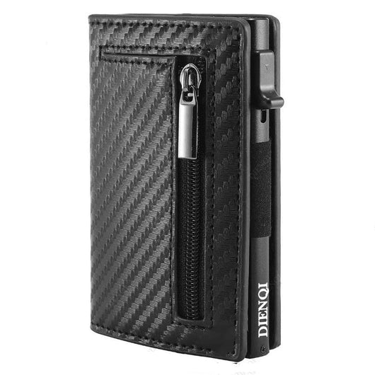 Billetera de Cuero con Patrón de Fibra de Carbono - Organizador Multifuncional para Hombre - Image 4