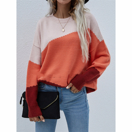 Suéter Holgado Talla Grande Ejecutivo Cuello Redondo a Rayas para Mujer - Image 8