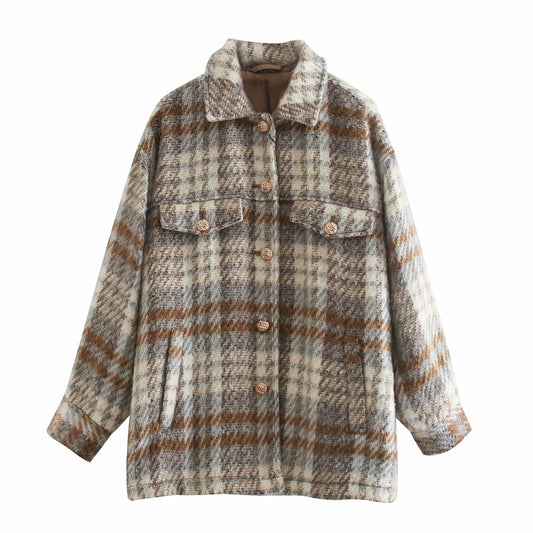 Chaqueta Camisa a Cuadros Oversize para Mujer
