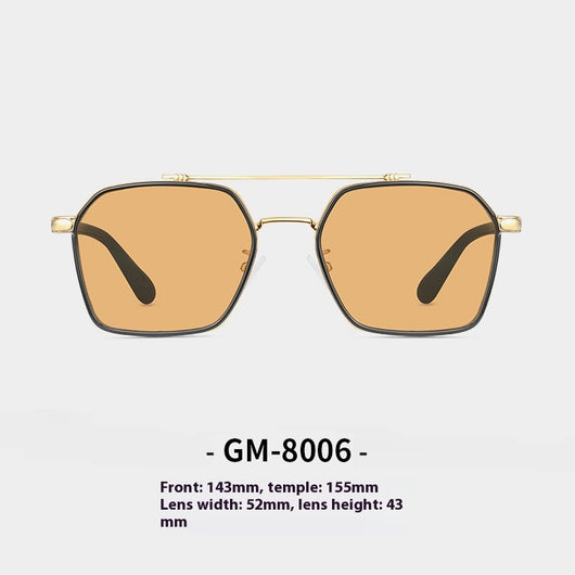 Black full-frame sunglasses with brown lenses, featuring a boxy style and visible dimensions. - Image 10