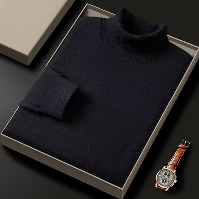 Suéter Cuello Alto Liso Grueso Holgado para Hombre - Image 18