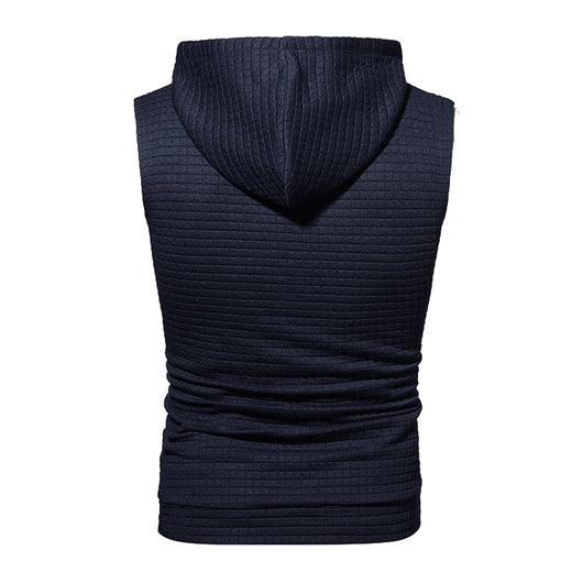 Sudadera sin Mangas Jacquard Tejida de Color Sólido para Hombre - Image 25