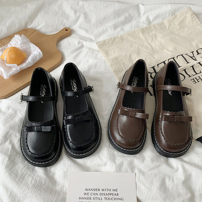 Zapatos Mary Jane de Cuero con Moño para Mujer
