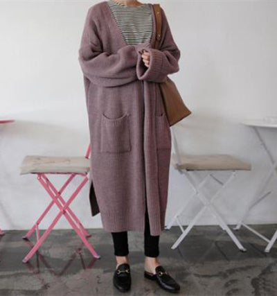 Suéter Cardigan Mujer Tejido Suelto Manga Larga Textura Crepé Color Liso - Image 9