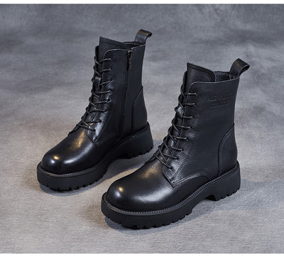 Botines de Cuero Suave para Mujer con Tacón Robusto y Forro de Felpa - Image 20