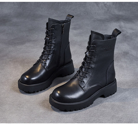Botines de Cuero Suave para Mujer con Tacón Robusto y Forro de Felpa - Image 20
