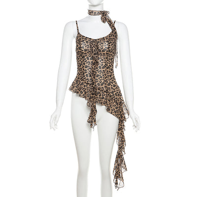 Blusa sin Mangas Leopardo con Flecos Audaz - Image 10