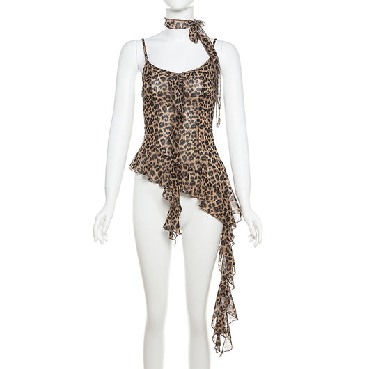 Blusa sin Mangas Leopardo con Flecos Audaz - Image 10
