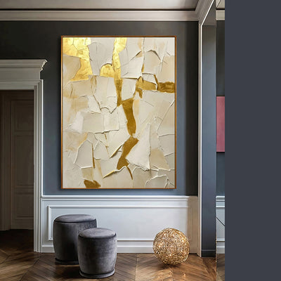 Cuadro Abstracto Dorado Pintado a Mano - Arte Moderno en Óleo para Sala y Dormitorio - Image 3