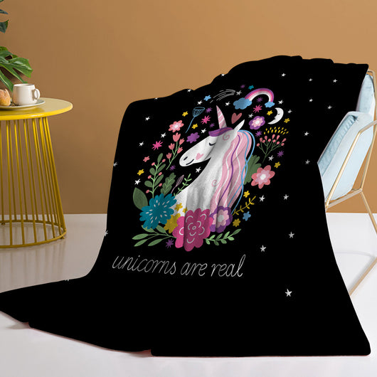 Manta Franela Unicornio Negra - Suave y Acogedora para Todas las Ocasiones