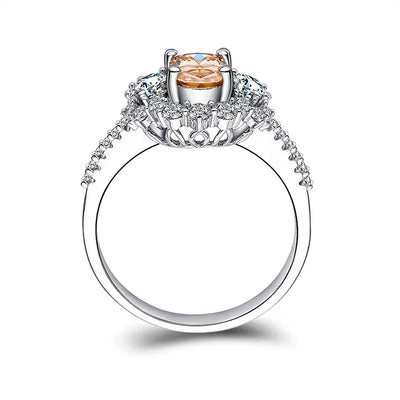 Anillo de Plata S925 Chapado en Oro 18K con Moissanita Champagne para Mujer - Image 4