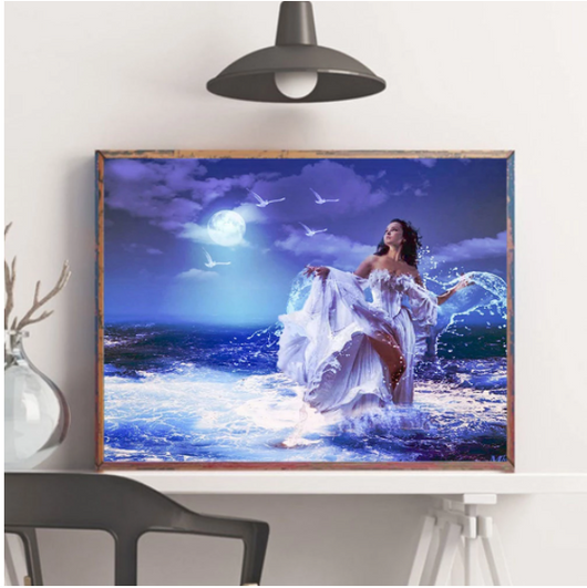 Pintura de Diamantes Mujer en la Playa - Bordado de Diamantes para Decoración del Hogar - Image 8