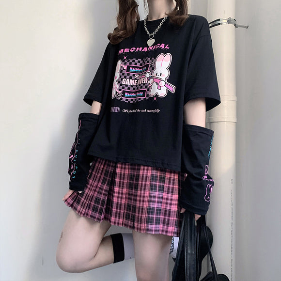 Playera Harajuku de Manga Corta para Mujer - Estilo Verano
