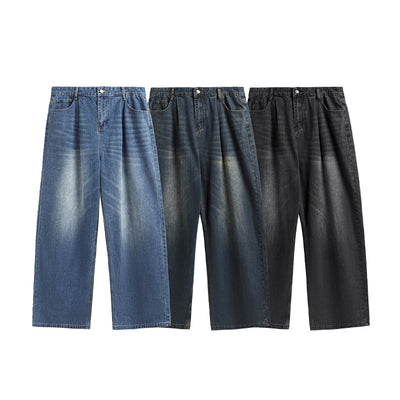 Pantalones Vaqueros Rectos Talla Alta para Hombre - Corte Ancho Lavado - Image 5
