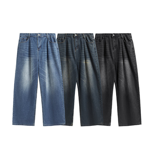 Pantalones Vaqueros Rectos Talla Alta para Hombre - Corte Ancho Lavado - Image 5