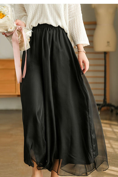 Pantalones Anchos de Cintura Alta en Malla y Gasa - Comodidad Elegante - Image 47