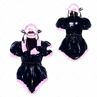 Traje de Sirvienta PVC Brillante Negro con Cierre Completo - Image 8