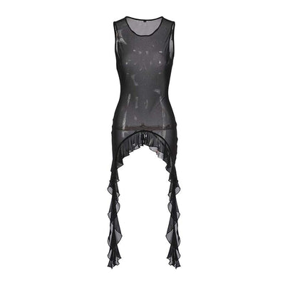Top Maxi de Tul Negro con Volantes - Image 5