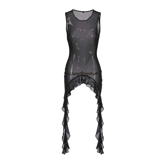 Top Maxi de Tul Negro con Volantes - Image 5