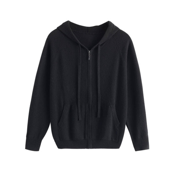 Cardigan Hoodie de Cachemira Tejida con Cierre - Hombre