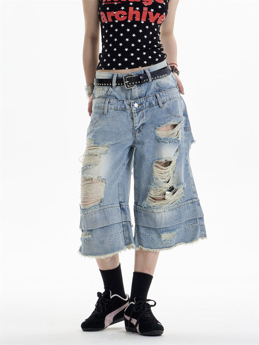 Shorts Denim Rotos Cintura Alta Sueltos para Mujer - Image 14