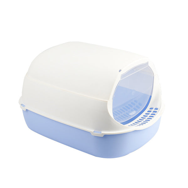 Arenero para Gatos Cerrado Antisalpicaduras, Plegable y Desmontable