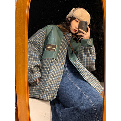 Chaqueta de Cuero y Lana Retro Versátil - Estilo Suave y Elegante - Image 3