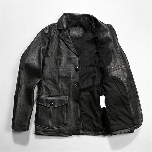 Blazer de Cuero Casual Abotonado Simple - Image 20