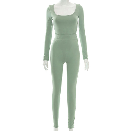 Jumpsuit Elegante de Manga Larga en Colores Sólidos - Image 19