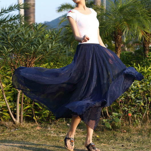 Vestido Playero Elegante de Gasa de Seda Dorada - Corte Amplio - Image 37