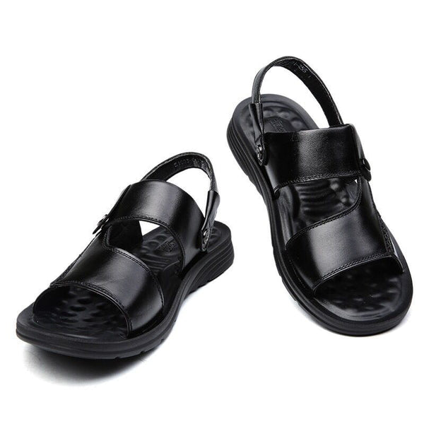 Sandalias de Cuero Genuino para Hombre con Suela Suave y Antideslizante