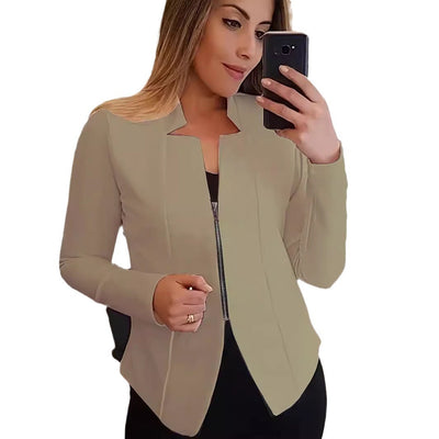 Chaqueta Blazer Mujer Cierre Cremallera Corte Entallado - Image 2