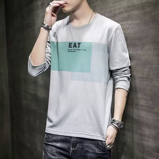 Camiseta Manga Larga Hombre Suelta Otoño Versátil