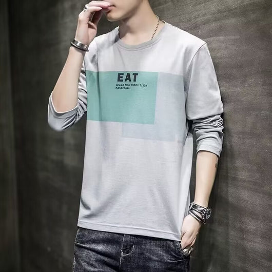 Camiseta Manga Larga Hombre Suelta Otoño Versátil