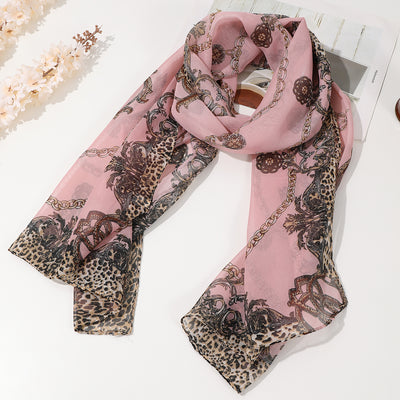 Pañuelo de Seda Estampado Leopardo con Cadena - Diseño Retro Elegante para Primavera y Verano - Image 9