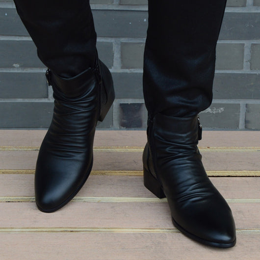 Botas de Cuero para Hombre con Punta Afilada y Remaches de Terciopelo - Image 3