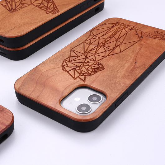 Funda Protectora de Madera Maciza con Diseño Animal 3D para Teléfono - Image 3